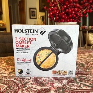 Holstein Housewares Black 2-Section Omelet Maker NWT